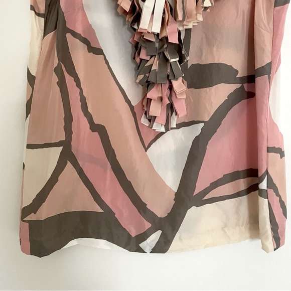 J. Crew Silk Mosaic Print Ruffle Neck Top - Picture 7 of 11